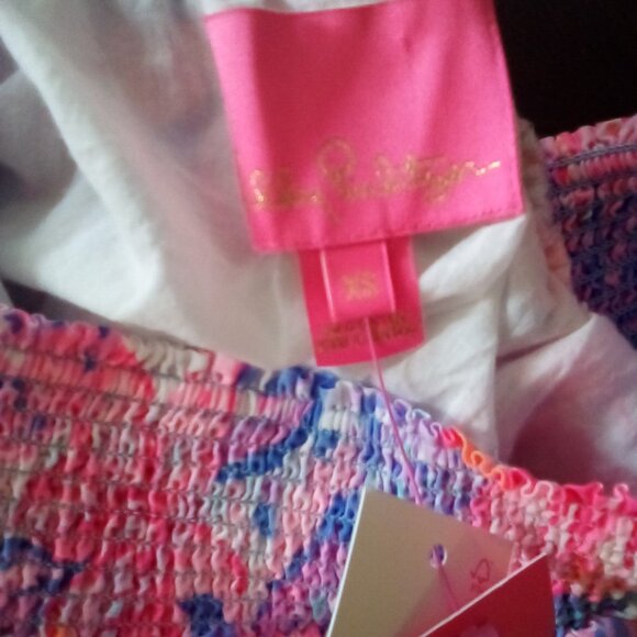 Lilly Pullitzer NWT Dezi Off-The-Shoulder Maxi Dress Pink Isle Snappy Turtle XS - Picture 9 of 9